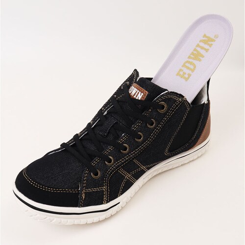 BLACK 24cm edwin スニーカー レディース 通販 レディーススニーカー 脱ぎ履きらくらく 軽量 ウォーキングシューズ 歩きやすい シューズ 靴 くつ クツ カジュアルシューズ おしゃれ _9