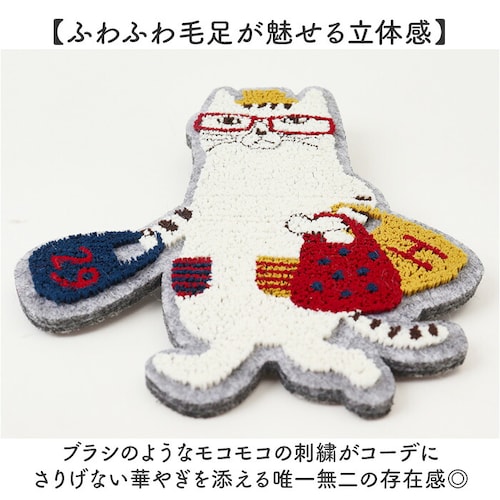 猫招き/ダークグレー ブローチ 刺繍 通販 立体刺繍 アクセサリー ファッション小物 ワンポイント 飾り レディース 女性 ギフト 贈り物 バッグチャーム 帽子 洋服 ストール キャラクター かわいい_3