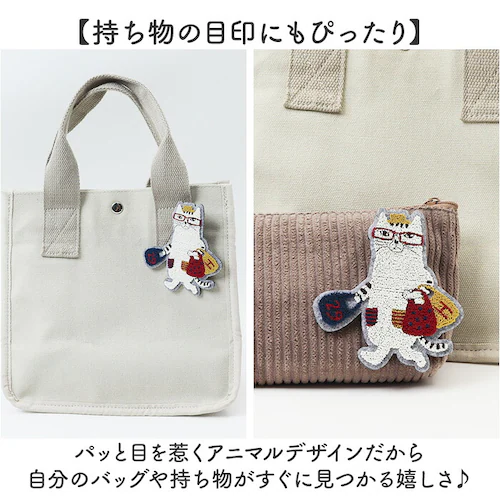 猫招き/ダークグレー ブローチ 刺繍 通販 立体刺繍 アクセサリー ファッション小物 ワンポイント 飾り レディース 女性 ギフト 贈り物 バッグチャーム 帽子 洋服 ストール キャラクター かわいい_4