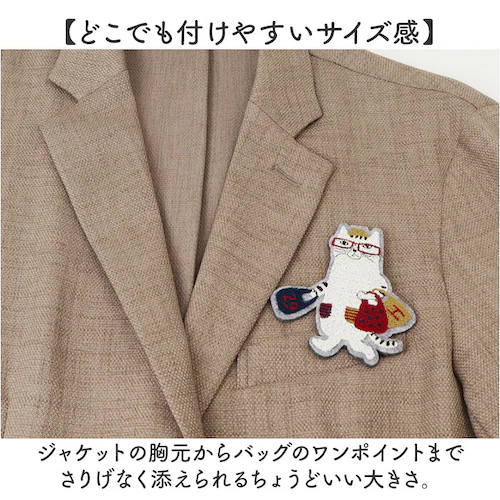 猫招き/ダークグレー ブローチ 刺繍 通販 立体刺繍 アクセサリー ファッション小物 ワンポイント 飾り レディース 女性 ギフト 贈り物 バッグチャーム 帽子 洋服 ストール キャラクター かわいい_6