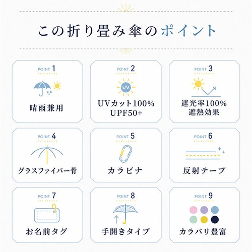 ネイビー キッズ日傘 晴雨兼用 50cm 子供用 通販 完全遮光100 遮熱パラソル 子ども用日傘 カラビナ手元 ランドセル対応 通学通園 男の子女の子 手開き安全 無地シンプル ポリエステル コーテ_2