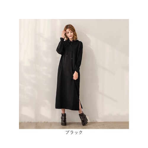 グリーン 【即日発送】L パーカーワンピース レディース 通販 ワンピース ワンピ ルームウェア ロングスカート フード付き パーカー 長袖 ロング丈 ロング Aライン 無地 シンプル カジュアル 通_10