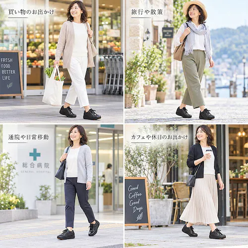 グレー 22.5cm Pansy スニーカー パンジー PS1398 通販 幅広4E 紐靴 歩きやすい 4E 疲れにくい サイドファスナー 撥水 運動靴 コンフォートシューズ カジュアル 痛くない靴 _9