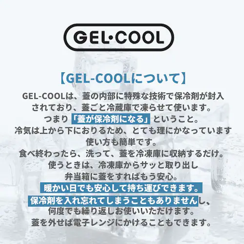 バニラ 1段 弁当箱 220ml 保冷 通販 お弁当箱 ランチボックス 一段 1段 GEL-COOL ジェルクール square スクエア S 220 ジェラート plain プレーン お弁当 ランチ_2