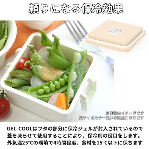バニラ 1段 弁当箱 220ml 保冷 通販 お弁当箱 ランチボックス 一段 1段 GEL-COOL ジェルクール square スクエア S 220 ジェラート plain プレーン お弁当 ランチ_3