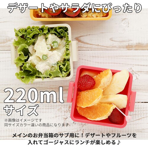 バニラ 1段 弁当箱 220ml 保冷 通販 お弁当箱 ランチボックス 一段 1段 GEL-COOL ジェルクール square スクエア S 220 ジェラート plain プレーン お弁当 ランチ_4