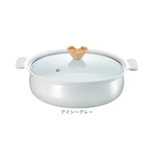 アイシーグレー カクセー コロント ガス火専用 軽量浅型卓上鍋 24cm 通販 卓上鍋 両手鍋 浅型鍋 ガスコンロ専用 coronto light セラミックコーティング 軽量 軽い 24センチ 蓋付_8