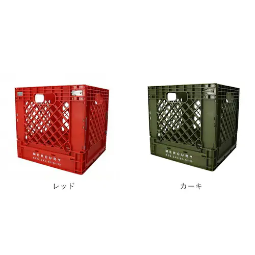 レッド 折りたたみコンテナボックス 通販 マーキュリー 雑貨 MERCURY カゴ 積み重ね 収納ボックス フォルダブルコンテナ 折り畳み おしゃれ レコード収納 レコードクレート レコードケース L_14