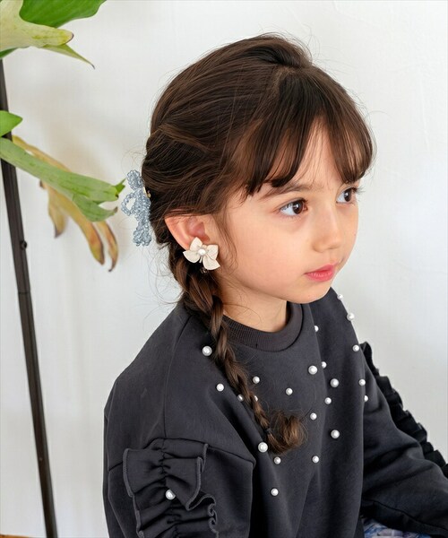 チャコールグレー 110cm 子供服 女の子 トレーナー 通販 Rora フリリーナ プルオーバー スウェット 長袖 フリル パール ビーズ かわいい おしゃれ 可愛い オシャレ カジュアル 通学 通_11
