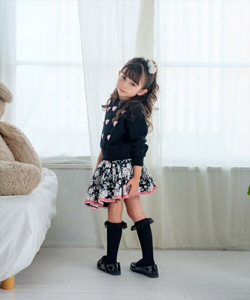 ブラック 130cm 子供服 女の子 トレーナー 通販 Rora ロマンティカ プルオーバー スウェット 長袖 ハート かわいい おしゃれ 可愛い オシャレ カジュアル 通学 通園 普段着 お出かけ _4