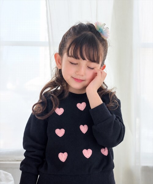 ブラック 130cm 子供服 女の子 トレーナー 通販 Rora ロマンティカ プルオーバー スウェット 長袖 ハート かわいい おしゃれ 可愛い オシャレ カジュアル 通学 通園 普段着 お出かけ _5