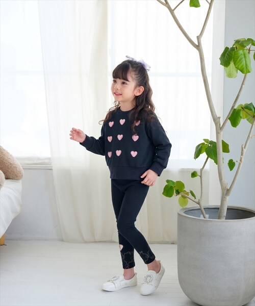 ブラック 130cm 子供服 女の子 トレーナー 通販 Rora ロマンティカ プルオーバー スウェット 長袖 ハート かわいい おしゃれ 可愛い オシャレ カジュアル 通学 通園 普段着 お出かけ _7