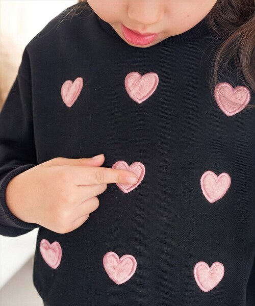 ブラック 130cm 子供服 女の子 トレーナー 通販 Rora ロマンティカ プルオーバー スウェット 長袖 ハート かわいい おしゃれ 可愛い オシャレ カジュアル 通学 通園 普段着 お出かけ _10
