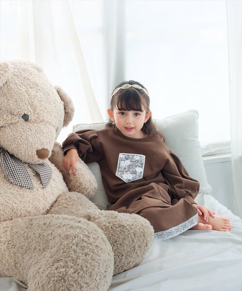 マロンブラウン 130cm Rora 子供服 通販 キッズセットアップ 長袖 トレーナー女の子 ガールズおしゃれ上品 通学通園小学生 秋服冬服春服 かわいい トップス カジュアル 保育園 スカート 幼_4