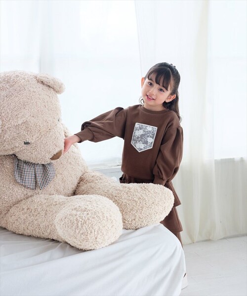 マロンブラウン 130cm Rora 子供服 通販 キッズセットアップ 長袖 トレーナー女の子 ガールズおしゃれ上品 通学通園小学生 秋服冬服春服 かわいい トップス カジュアル 保育園 スカート 幼_5