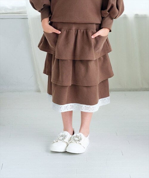マロンブラウン 130cm Rora 子供服 通販 キッズセットアップ 長袖 トレーナー女の子 ガールズおしゃれ上品 通学通園小学生 秋服冬服春服 かわいい トップス カジュアル 保育園 スカート 幼_6