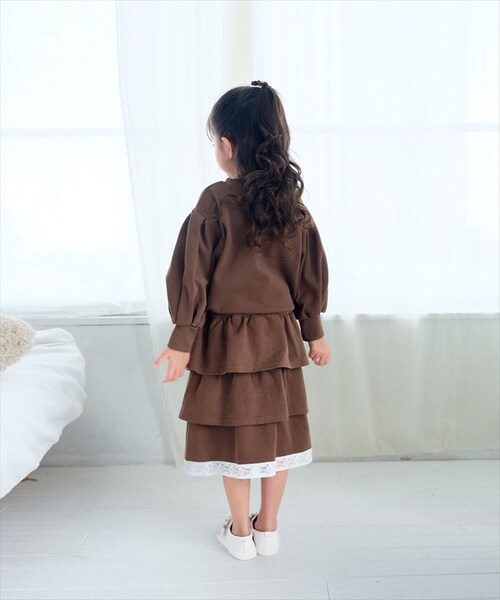 マロンブラウン 130cm Rora 子供服 通販 キッズセットアップ 長袖 トレーナー女の子 ガールズおしゃれ上品 通学通園小学生 秋服冬服春服 かわいい トップス カジュアル 保育園 スカート 幼_7