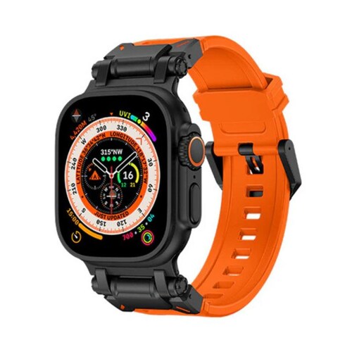 【BELTIES】アップルウォッチバンド Apple Watch用 49mm 46mm 45mm 44mm 42mm ブラックオレンジ シリコン ステンレス スポーツ 高品質 Ultra2 / Ult_0