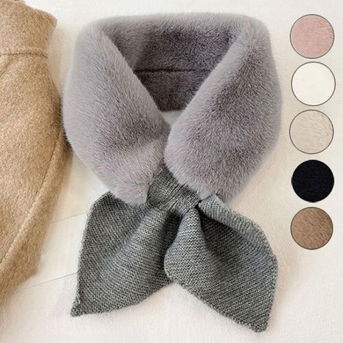 通すだけ☆ニットリボンプチマフラー ホワイト_0