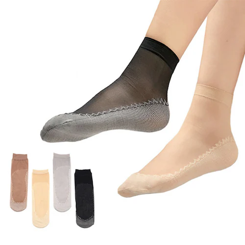 ストッキング風ショートソックス 10足セット ブラック_0