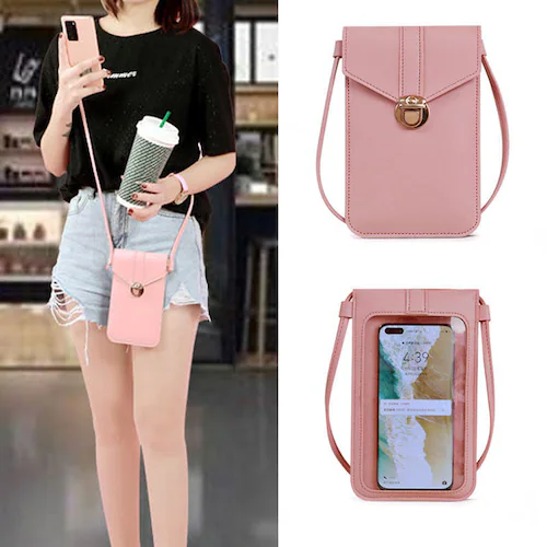 タッチ操作対応!スマホショルダーバッグ レッド_0