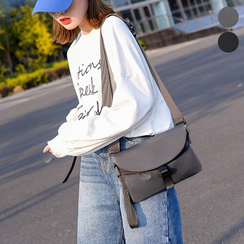 ぺたんこショルダーバッグ グレー_0