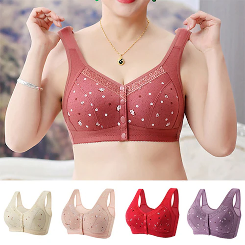 【2枚セット】ふんわりフロントホックブラジャー レディース下着 花柄 おしゃれ レディース 快適 フロントホック 軽量 軽い シンプル デザイン 柔らか 普段使い カジュアル ナチュラル ノンワイヤー_0