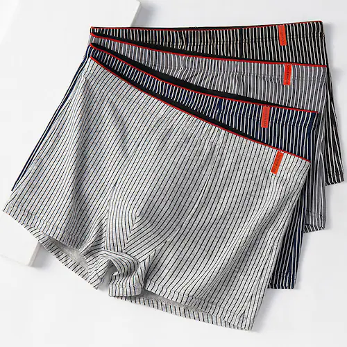 【3枚セット】ストライプ ボクサーパンツ メンズインナー おしゃれデザイン 男性用下着 通気性 ストレッチ素材 フィット感抜群 快適 柔らか素材 伸縮 毎日使いに最適 洗い替え シンプルカジュアル _0