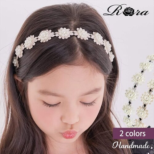 Rora カチューシャ 通販 レース パール 48222102 髪飾り ヘッドドレス 子供 女の子 フォーマル 可愛い おしゃれ 発表会 入園式 卒園式 入学式 子ども用アクセサリー ヘアアレンジ ヘ_0