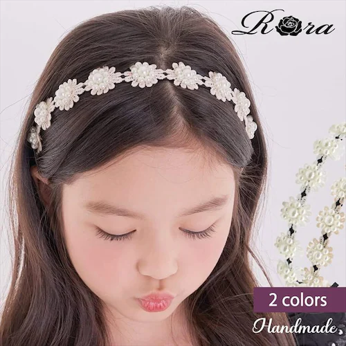 Rora カチューシャ 通販 レース パール 48222102 髪飾り ヘッドドレス 子供 女の子 フォーマル 可愛い おしゃれ 発表会 入園式 卒園式 入学式 子ども用アクセサリー ヘアアレンジ ヘ_0