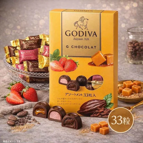 化粧箱付 ゴディバ Gショコラ アソート 33粒入り 高級チョコレート バレンタイン チョコ お菓子 スイーツ ギフト 詰め合わせ GODIVA(Gショコラ箱)_0