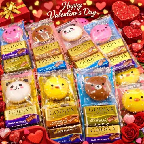 ��6�ܓ��聄GODIVA�i�S�f�B�o�j�`���R���[�g�ƃA�j�}���N���b�J�[�̃v�`�M�t�g �o�����^�C�� �s���N ���F �C�G���[ �O���[���܂Ń��b�s���O�ς� 6�ܓ��� �A�j�}�� ���[�` �S�f�B�o �i�|���^�� �`_0