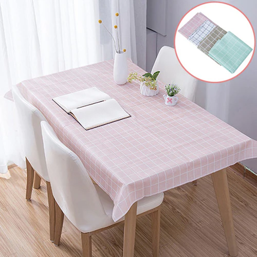 北欧風チェック柄のテーブルクロス キッチングッズ 北欧風 テーブルクロス おしゃれ 防水 撥水 汚れ防止 耐熱 PVC 布製 長方形 食卓カバー インテリア ダイニング テーブルマット シンプル モダ_0