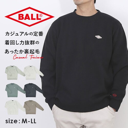 NAVY Lサイズ BALL トレーナー ボール 64535 通販 プルオーバー 裏起毛 ワッペン付きトレーナー メンズ ブランド 無地 ワンポイント レディース 大きいサイズ 秋冬 秋 冬 暖かい _0