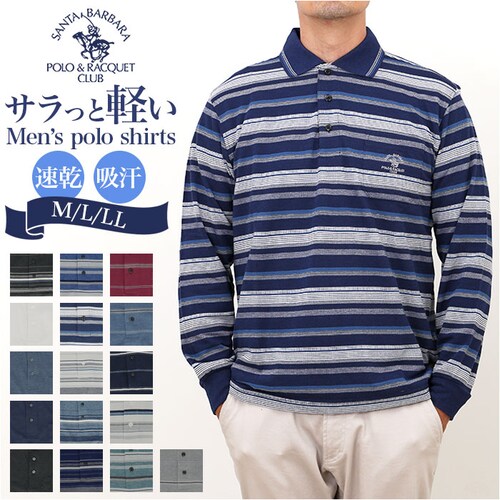 サンタバーバラ ポロシャツ 6543 通販 ポロ シャツ 鹿の子ポロシャツ 長袖 ブランド SANTA BARBARA POLO & RACQUET CLUB メンズ 胸ポケット ゴルフ シニア ポケ_0