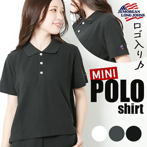 ポロシャツ レディース 通販 JEMORGAN ジェーイーモーガン カノコ素材 短い丈 半袖 トップス オシャレ お洒落 かわいい 無地 シンプル 婦人服 カジュアル レディースポロシャツ レディース_0
