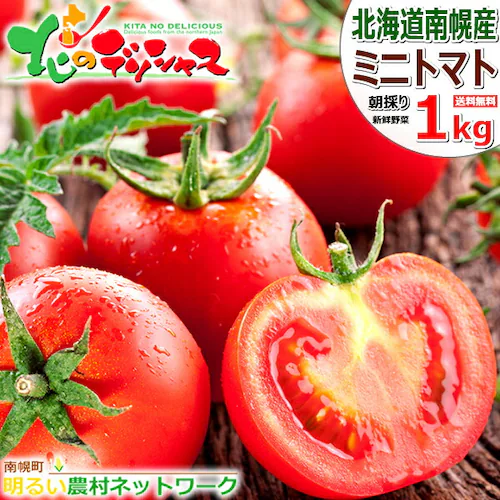 【出荷中】北海道 南幌町産 ミニトマト 3種 詰め合わせ 1kg (おまかせ/冷蔵便) 南幌町明るい農村ネットワーク 野菜 お取り寄せ_0