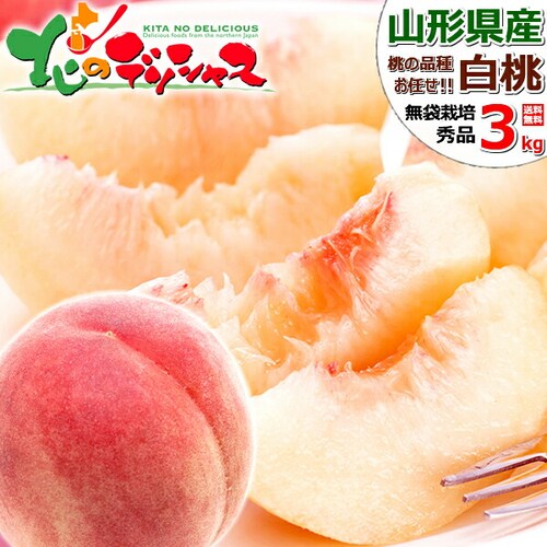 【予約】山形県産 白桃 3kg (秀品/柔らかめ/7玉〜11玉入り/クール冷蔵) もも 桃 ギフト 贈り物 お取り寄せ_0