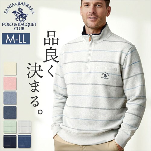 54.BLUE/刺繍 Mサイズ ハーフジップトレーナー SANTA BARBARA 通販 おしゃれ トレーナー トップス メンズ サンタバーバラ プルオーバー 長袖 メンズファッション ブランド ワン_0