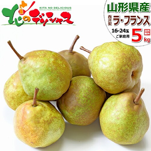 【出荷間近】山形県産 西洋梨 ご家庭用 ラ・フランス 5kg (訳あり/16玉〜24玉入り) 秋の味覚 洋梨 ラフランス 訳あり ご自宅用 果物 フルーツ 山形県 お取り寄せ_0