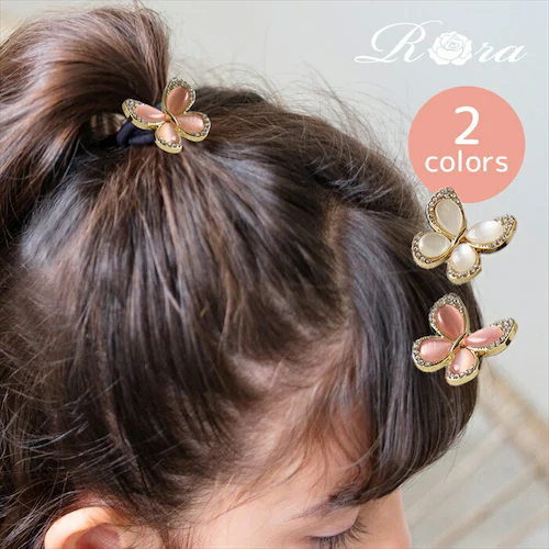 Rora ヘアゴム キッズ 通販 バタフライ ちょうちょ 蝶々 髪ゴム 髪飾り 髪どめ 髪留め ヘアアクセサリー 子供 子ども 女の子 大人 女子 発表会 結婚式 入学式 卒業式 フォーマル かわいい_0