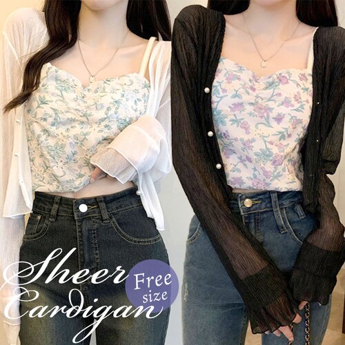 カーディガン レディース ショート丈 通販 シアーカーディガン ボレロ ショートカーディガン カーデガン 羽織もの はおりもの 薄手 長袖 フレアスリーブ トップス 大人 かわいい おしゃれ 女性 t_0