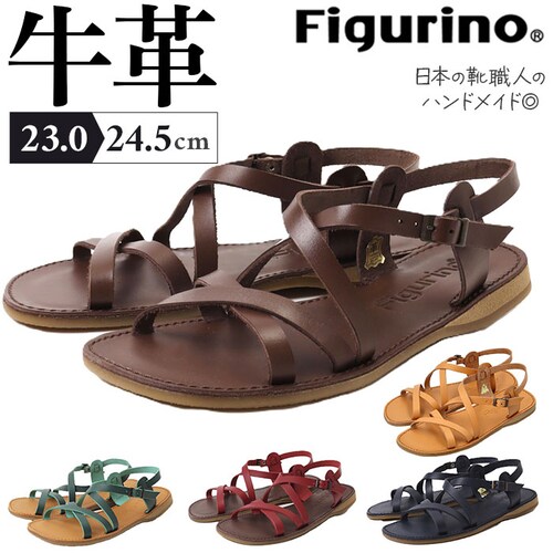 ネイビー M(23-23.5cm) サンダル 日本製 フラットサンダル 通販 レディース 本革 figurino フィグリーノ レディースサンダル ストラップサンダル レザー レザーサンダル アンクル_0