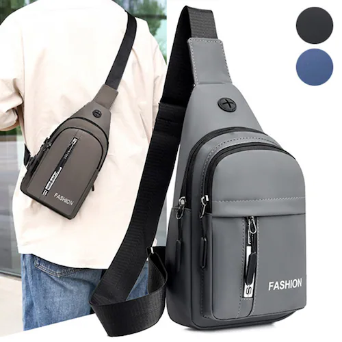 メンズ イヤホンホール付き 軽量ボディバッグ ワンショルダー 斜めがけ ショルダーバッグ コンパクトボディバッグ カジュアル ボディバッグ 通勤バッグ メンズバッグ Aタイプ ブラック【代引き不可】_0