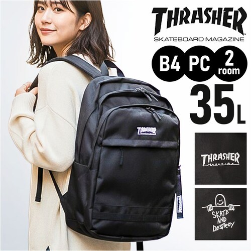 BKxSD スラッシャー リュック THRASHER VJTH-0014 通販 バックパック リュックサック デイパック ブランド 通学リュック A4 通学バッグ 黒 ブラック 通学 通勤 大容量 メ_0