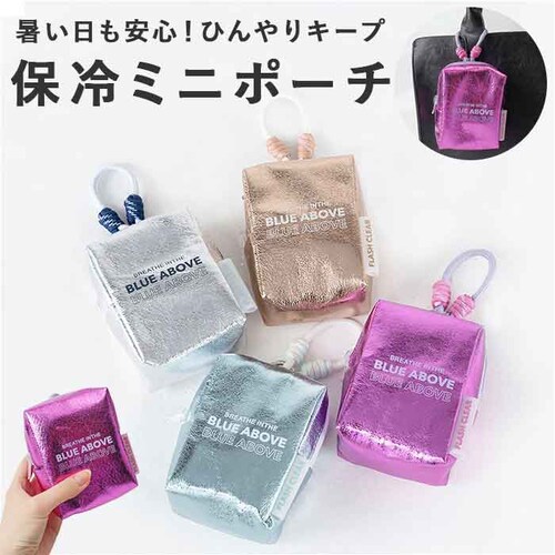 保冷ポーチ ミニサイズ 通販 保冷 ミニ ミニポーチ 小物入れ カラビナ付きポーチ キラキラ バッグ バッグチャーム カラビナポーチ イヤホンポーチ おやつポーチ ヘミングス 15153 かわいい お_0