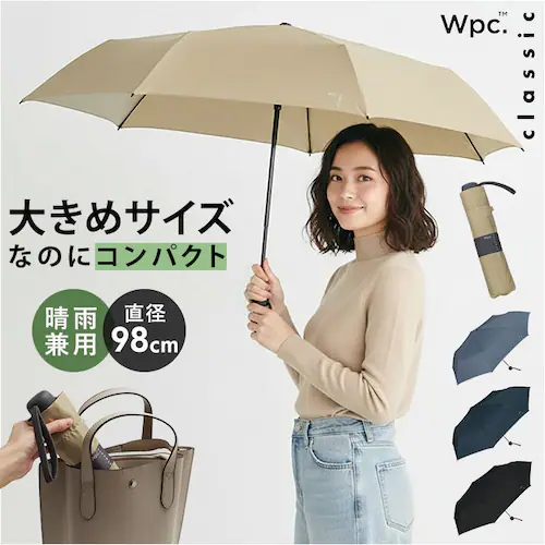 Wpc. 折りたたみ傘 通販 レディース メンズ 晴雨兼用 雨傘 コンパクト 折り畳み 大きめ 98cm classic 仕事 紫外線対策 ワールドパーティ 持ち運び 通勤 通学 ビジネス オフィス _0