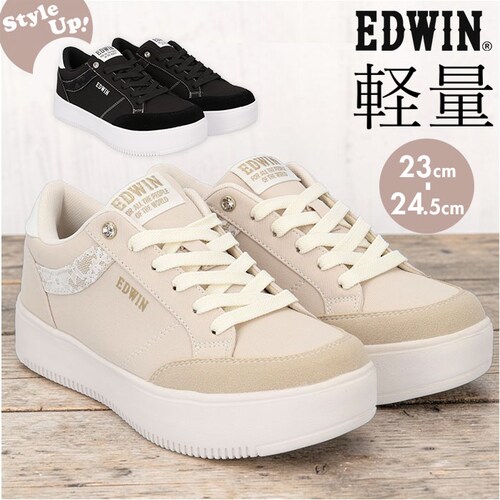 IVORY 24cm EDWIN レディーススニーカー 厚底 通販 エドウィン シューズ おしゃれ かわいい スニーカー レディース レディースシューズ 厚底スニーカー カジュアルシューズ 通勤 通学_0