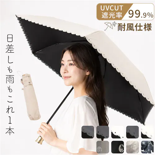 スターレースBK 折りたたみ傘 レディース 晴雨兼用 通販 折り畳み傘 晴雨兼用傘 かさ カサ 傘 大人 雨傘 日傘 UVカット99% 遮光 UPF50+ 手開き ブラックコーティング傘 おしゃれ か_0