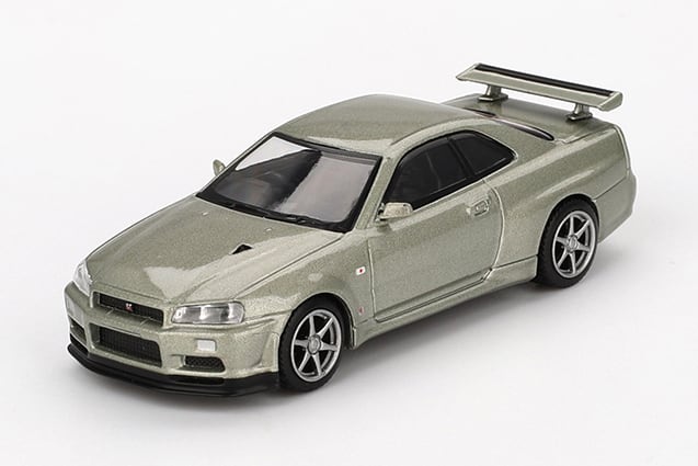 �y�������݉��i�zMINI GT 1/64 Nissan �X�J�C���C�� GT-R R34 V�X�y�b�NII Nur �~���j�A���W�F�C�h(�E�n���h��)